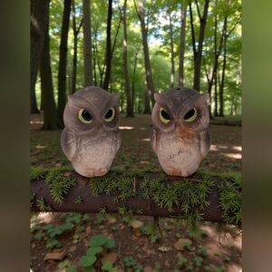 Vintage Retro Ceramic Owl Salt and Pepper Shakers– Brown & Yellow "Angry Owls"